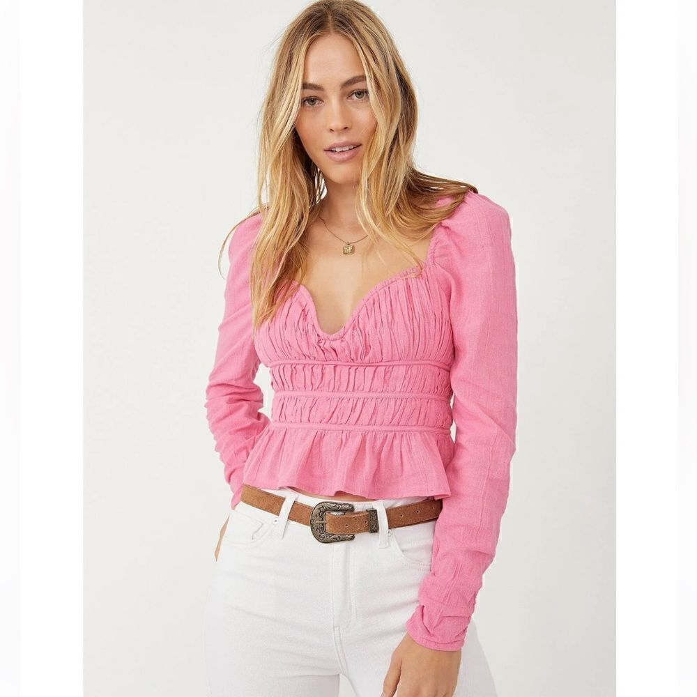 NWT Free People Chloe Bustier Top in Aurora Pink XS